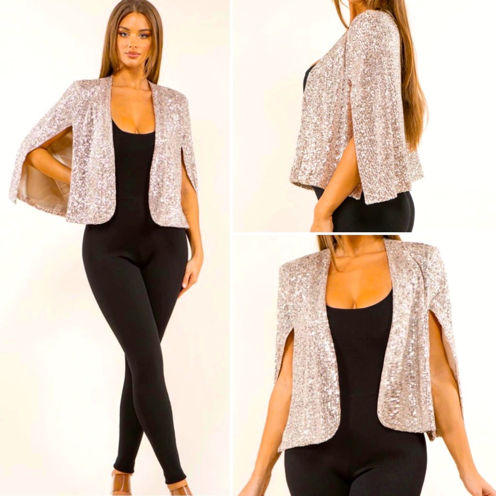 Sequin Cape Blazer